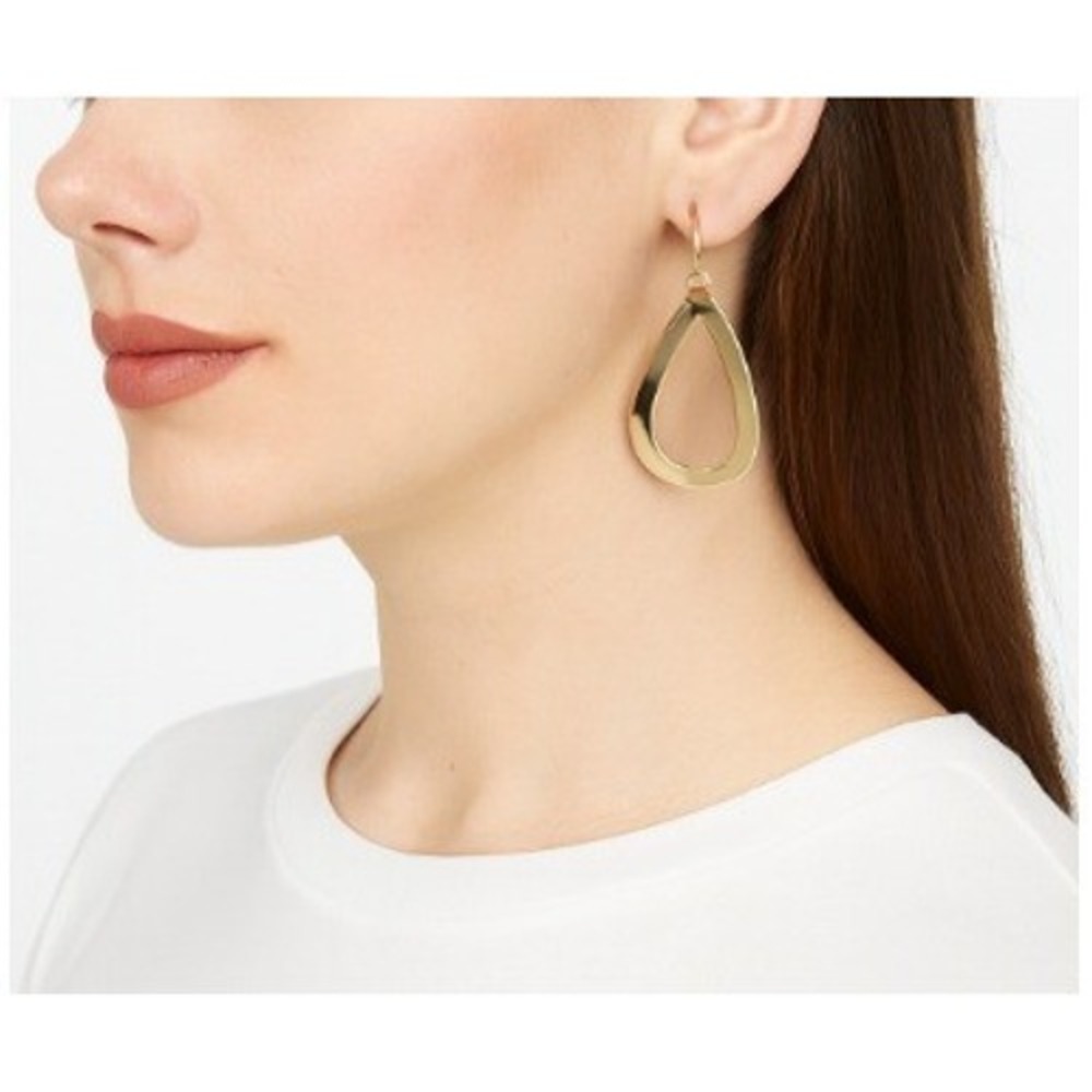 Fashion Jewelry‎ Women's Gold Tone Teardrop Hoop Earrings Dangle